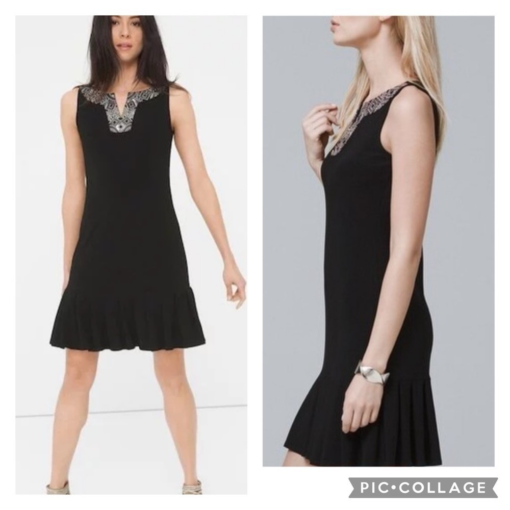 NWT-WHBM Black Embellished Pleat-Hem Dress Size Medium